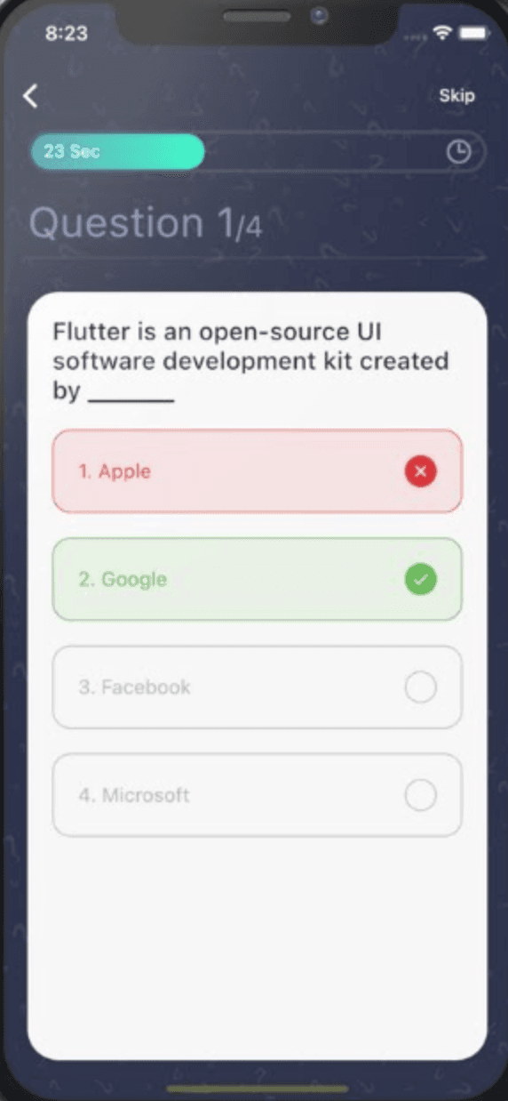 MedQuiz App Interface Simulation